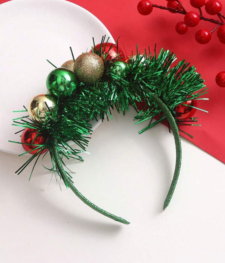 Featured image for “Christmas Headband With Red & Green Ball Decor”